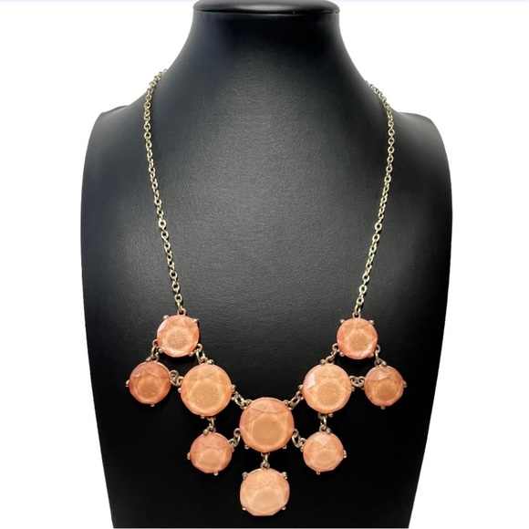 Golden Peach Faceted Resin Statement Necklace 20-24" - Picture 1 of 6